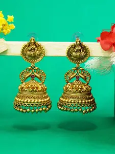 GRIIHAM Gold-Plated Dome Shaped Temple Jhumkas Earrings