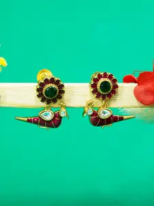 GRIIHAM Gold-Plated Contemporary Drop Earrings