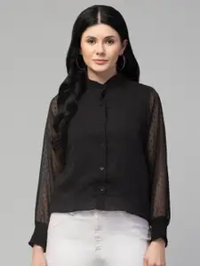 Orchid Blues Mandarin Collar Casual Shirt