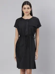 ZHEIA Black Denim Sheath Cotton Dress