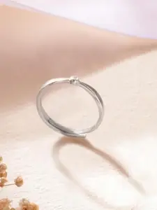 Zavya Women Rhodium-Plated CZ Studded 925 Sterling Silver Finger Ring