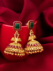 aadita Gold-Plated Dome Shaped Jhumkas Earrings