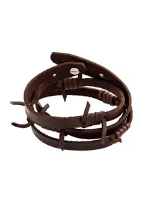 ZIVOM Men Leather Antique Copper-Plated Multistrand Bracelet
