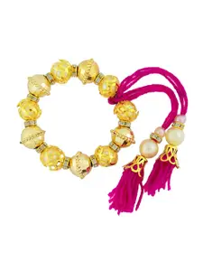 ZIVOM Women  Brass Pearls Gold-Plated Wraparound Bracelet