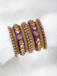 Peora Gold-Plated Kundan Bangle Set