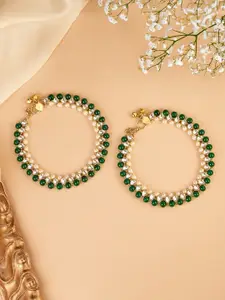 Peora Gold-Plated Artificial Beads Traditional Anklet