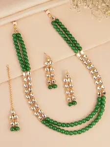Peora Gold-Plated Kundan Layered Necklace Jewellery Set