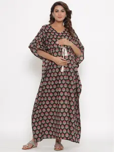 Ikk Kudi by Seerat Printed Maternity and Nursing Pure Cotton Kaftan Maxi Nightdress