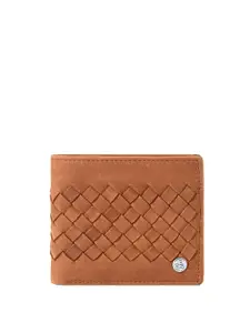 Eske Men Checked Leather Two Fold Wallet