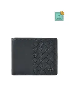 Eske Men Woven Design Leather Two Fold Wallet