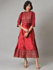 WISHFUL Ethnic Motifs A-Line Maxi Cotton Dress
