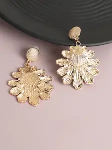 SOHI Gold-Plated Contemporary Drop Earrings