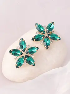 SOHI Gold-Plated Floral Studs Earrings