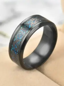 UNIVERSITY TRENDZ Men Rhodium-Plated Blue Finger Ring