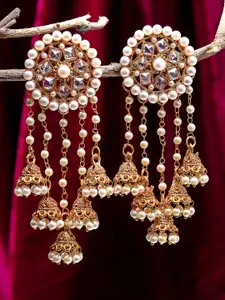 ZENEME Gold-Plated Circular Drop Earrings