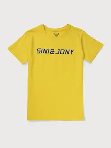 Gini and Jony Boys Typography Printed T-shirt