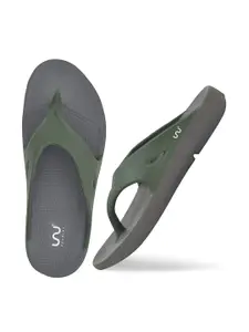 Doubleu Men Grey & Green EVA Flip-Flops