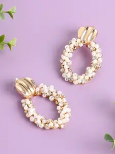 SOHI Women Gold Plated Oval Drop Earrings