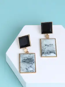 SOHI Women Gold Plated Square Drop Earrings