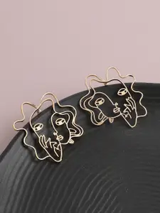 SOHI Gold-Plated Contemporary Drop Earrings