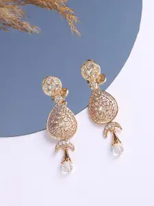 SOHI Gold Plated Contemporary Drop Earrings
