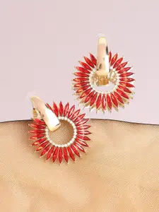 SOHI Gold Plated Contemporary Drop Earrings