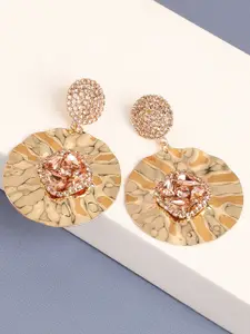 SOHI Gold Plated Contemporary Drop Earrings