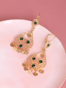 SOHI Gold Plated Contemporary Drop Earrings