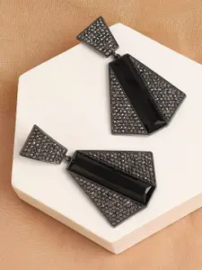 SOHI Gold Plated Contemporary Drop Earrings