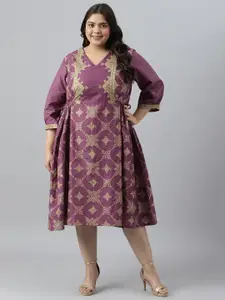 W Plus Size Ethnic Motifs Ethnic A-Line Cotton Dress