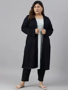 W Women Plus Size Yoke Design Acrylic Kurta With Jacket