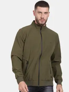 t-base Men Solid Windcheater Bomber Jacket