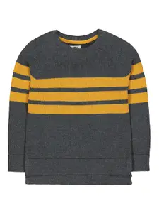 mothercare Boys Grey & Yellow Striped Striped Pullover