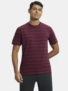 Jockey Men Purple Striped Raw Edge T-shirt