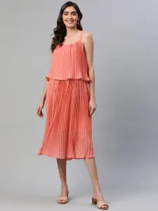 Aarika Striped Georgette A-Line Midi Dress