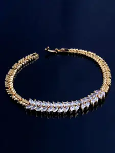 ZIVOM Women Brass Cubic Zirconia Gold-Plated Link Bracelet