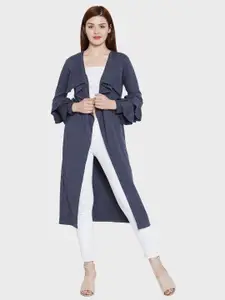 Hypernation Women Ruffles Long Sleeve Longline Shrug