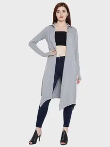 Hypernation Women Solid Long Sleeves Longline Shrug