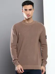 Calvin Klein Jeans Men Solid Ribbed Pullover Organic Cotton Sweater