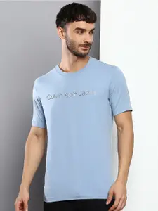 Calvin Klein Jeans Men Blue Brand Logo Printed T-shirt