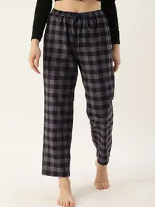 Kryptic Women Pure Cotton Checked Relaxed Fit Lounge Pant