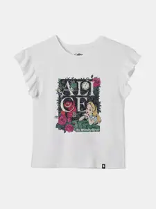 The Souled Store Girls Printed Extended Sleeves T-shirt