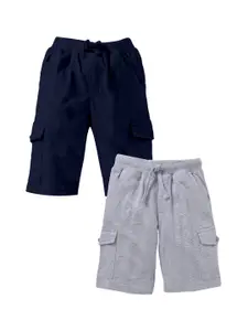 KiddoPanti Boys Pack Of 2 Cotton High-Rise Cargo Shorts