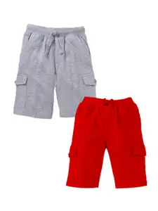 KiddoPanti Boys Pack Of 2 High-Rise Cargo Shorts