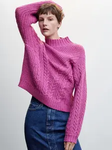 MANGO High Neck Cable Knit Sustainable Pullover