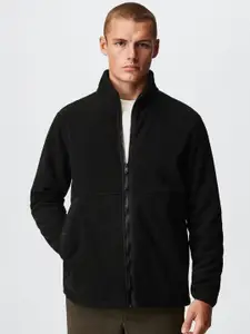 MANGO MAN Fleece Detail Front-Open Sweatshirt