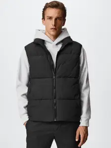 MANGO MAN Water Repellent Padded Gilet Jacket With Detachable Hood