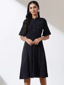 Lakshita Cotton Mandarin Collar A-Line Dress