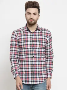 Purple State Men Cotton Slim Fit Checked Casual Shirt