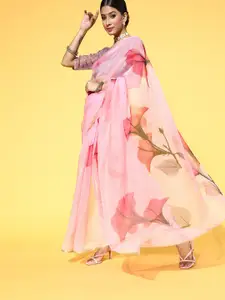 Saree mall Floral Printed Zari Festive Sarees